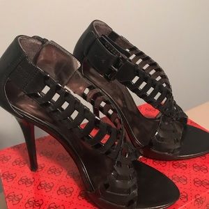 Guess GWRIANNE Leather Black 4” Heels.